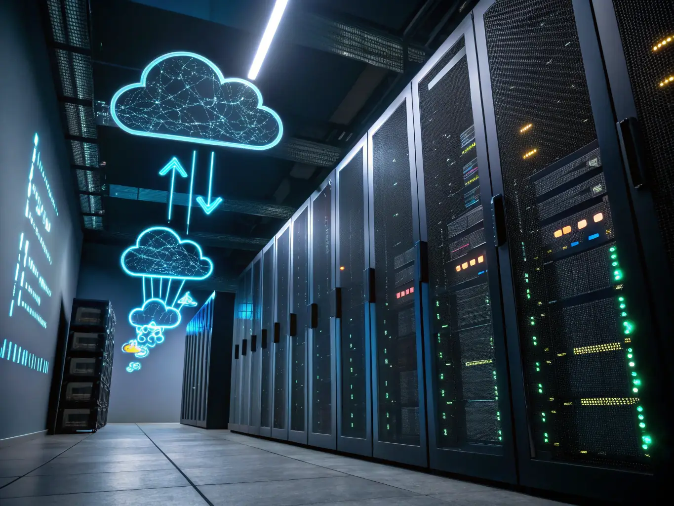 A visually appealing image depicting a seamless cloud migration process, showing data flowing securely from on-premises servers to a cloud environment. The image should convey efficiency and reliability.