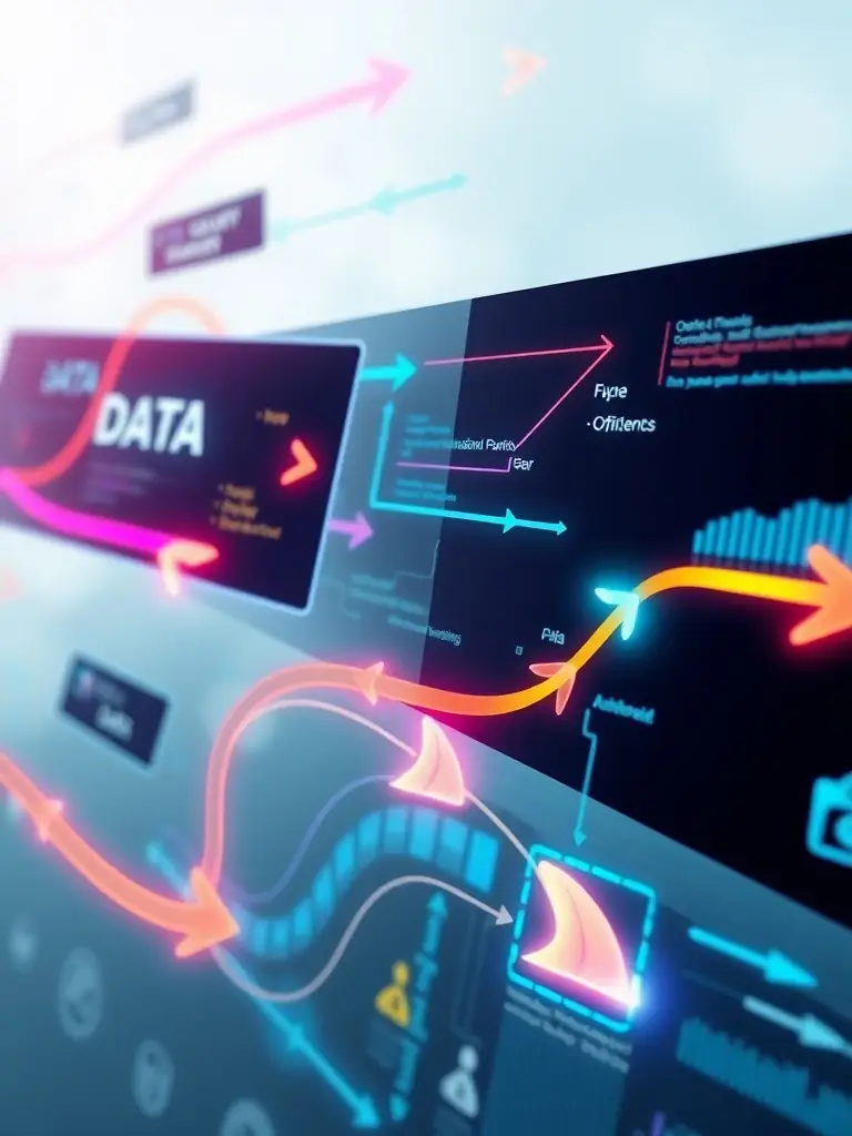 A visual representation of data flow and system architecture, illustrating the infrastructure optimization services provided by Envision It Works to enhance IT system performance.